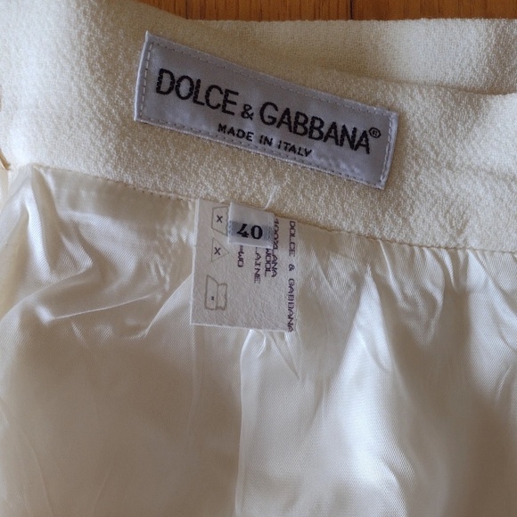 Dolce & Gabbana Cream Wool Crepe Pencil Skirt - Picture 4 of 9